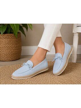 NWT Size 10 SPERRY Women’s Leather Miranda Loafer Pale Blue Slip On Boat Shoes